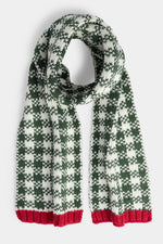 Holly Houndstooth Knit Scarf Red & Green
