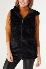 Lyric Faux Fur Hooded Vest XS Black