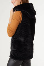 Lyric Faux Fur Hooded Vest S/M Black
