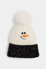 Marled Snowman Knit Hat Winter White
