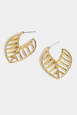 Pointed Leaf Hoop Earrings Gold