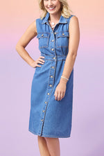 Raleigh Sleeveless Denim Dress Medium Denim Small/Medium