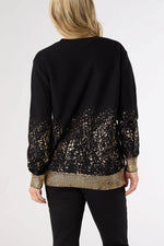 Tinlee Sweater with Metallic Splatter Black/Gold L/XL