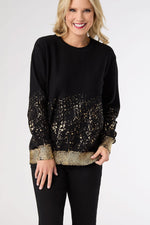Tinlee Sweater with Metallic Splatter Black/Gold S/M