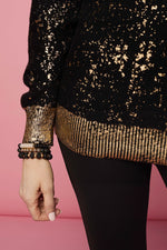 Tinlee Sweater with Metallic Splatter Black/Gold XS