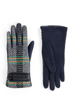 Zig Zag Plaid Touchscreen Gloves Navy