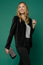 Zoella Velour Cardigan with Lurex Stripe Black/Silver XS