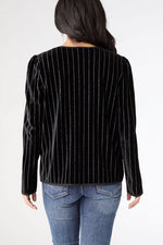 Zoella Velour Cardigan with Lurex Stripe Black/Silver S/M