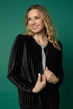 Zoella Velour Cardigan with Lurex Stripe Black/Silver L/XL