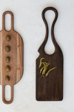 Creative Co-Op Acacia Wood Cheese/Cutting Board with Handle Espresso Finish 20.5" x 6"