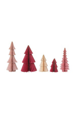 Handmade Folding Honeycomb Trees with Gold Glitter Edges Set of 5