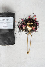 Creative Co-Op Stainless Steel Heart Shaped Loose Tea Strainer Gold Finish 6"