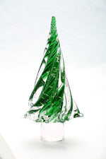 Glass Christmas Tree 6"x 12" Green Swirl