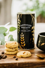 Farmhouse Biscuits Black & Gold Caramel Latte Tube