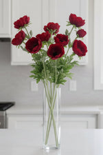 Faux Anemone Spray 24" Red