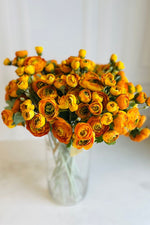 Faux Ranunculus Spray 19" Orange