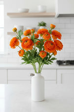 Faux Ranunculus Spray 25" Orange