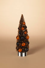 Halloween Bottle Brush Tree With Ornaments 10"