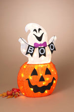 Lighted Halloween Ghost in Pumpkin For Outdoors 24.4"