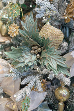 Faux Velvet Green Poinsettia Stem 22" Mint & Champagne