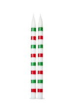 Christmas Stripes Taper Set Of 2