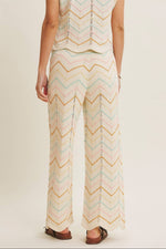 Easy Statement Pastel Chevron Sweater Wide-Leg Pants Medium