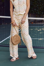 Easy Statement Pastel Chevron Sweater Wide-Leg Pants Large