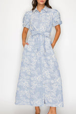 Bluebell Garden Stripe Midi Dress Medium