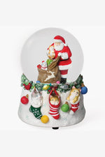Musical Cat & Santa Dome Snow Globe 4.74"
