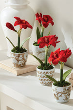 Napa Faux Mini Amaryllis Potted Drop-in 9"