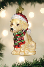 Holiday Yellow Lab Puppy Ornament