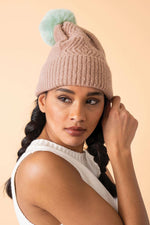 Powder Design Ingrid Bobble Hat Taupe/Aqua