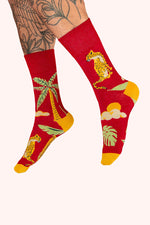 Powder Design Men's Socks Chilled Cheetah in Raspberry