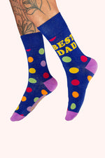 Powder Design Men's Socks Best Dad Polka Dot Navy