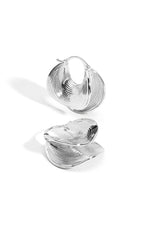 Rho Textured Ripple Hoop Earrings Rhodium