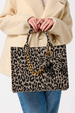 Shiraleah Leopard Bow Bag Charm Key Ring Leopard
