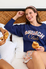 Shiraleah "Brunch Club" Lounge Sweatshirt Large Navy