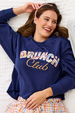 Shiraleah "Brunch Club" Lounge Sweatshirt Extra Large Navy