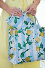 Shiraleah Lemon Stripe Jacquard Wristlet Pouch Blue