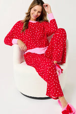 Shiraleah Mini Hearts Ultra-Soft Jersey Knit Pajamas SM Red