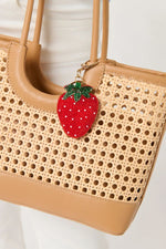 Shiraleah Strawberry Beaded Bag Charm Key Ring Red