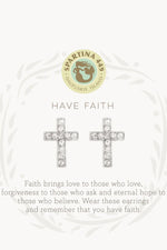 Spartina Sea La Vie Stud Earrings Have Faith Cross Silver