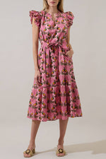 Peacock Bay Sita Ruffle Midi Dress Medium