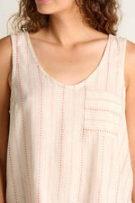 Toad & Co. Women's Taj Hemp Button Back Tank M London Fog Dobby