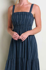 Toad & Co. Women's Taj Hemp Tiered Midi Dress XS Midnight Dobby