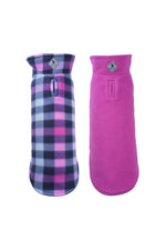 Worthy Dog Fargo Fleece Reversible Jacket Size 16 Purple Check