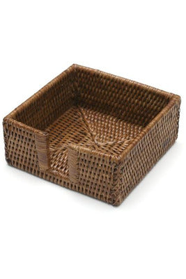 Caspari Rattan Cocktail Napkin Holder Dark Natural