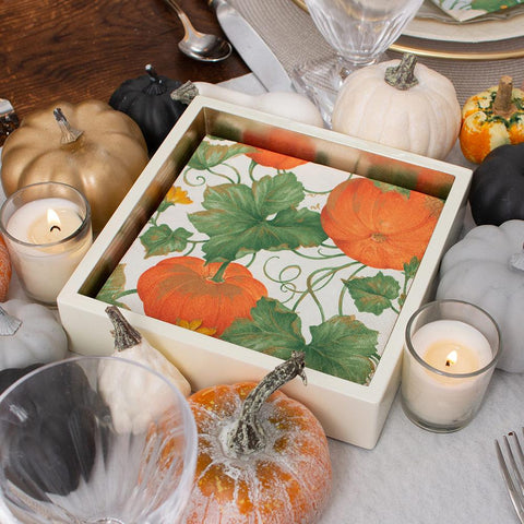 Caspari Heirloom Pumpkins Ivory & Orange Luncheon Napkins