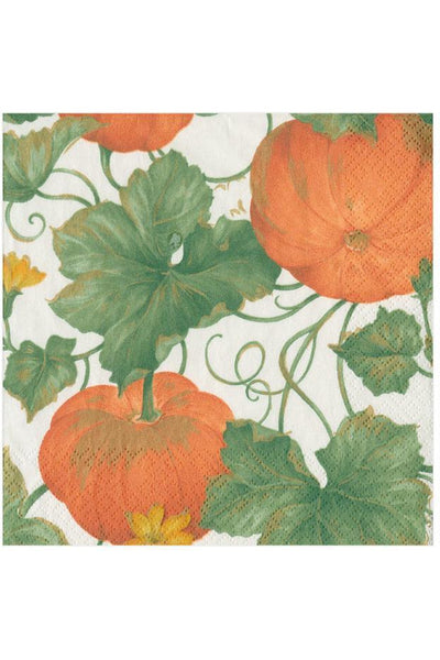 Caspari Heirloom Pumpkins Ivory & Orange Cocktail Napkins