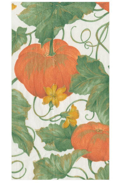 Caspari Heirloom Pumpkins Ivory & Orange Guest Towels